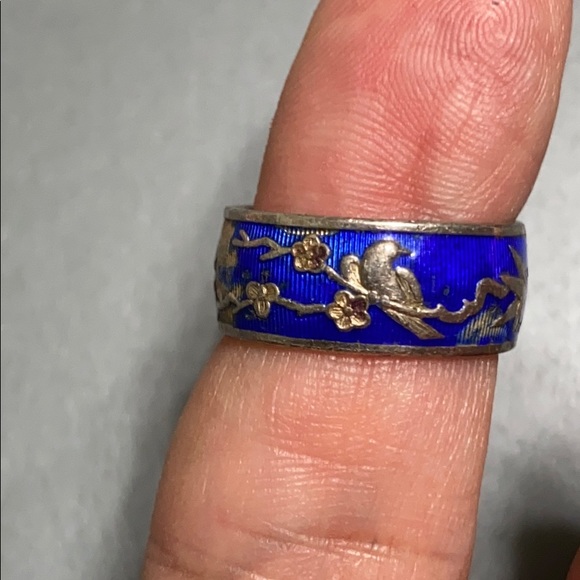 🖤purple pearl earrings💕& cloisonné ring - Picture 7 of 12